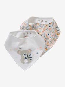 VERTBAUDET, 2er-Pack Baby Lätzchen, Dreieckstuch mehrfarbig/koala, 2er-Pack Baby Lätzchen, Dreieckstuch mehrfarbig/koala