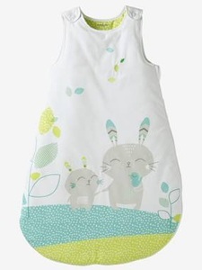 VERTBAUDET, Schlafsack Rêve Nordik weiss bedruckt, Ärmelloser Baby Schlafsack, leicht wattiert weiss bedruckt