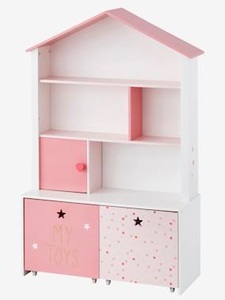 VERTBAUDET, Regalschrank für Kinderzimmer weiss/rosa, Regalschrank FEERIE weiss/rosa