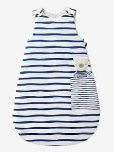 VERTBAUDET, Ärmelloser Schlafsack Kleiner Matrose marine gestreift, Ärmelloser Schlafsack Kleiner Matrose marine gestreift