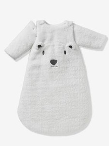 VERTBAUDET, Schlafsack Teddy, abnehmbare Ärmel wollweiss, Schlafsack Teddy, abnehmbare Ärmel wollweiss