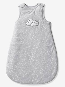 VERTBAUDET, Wattierter Schlafsack Wolkenschloss grau bedruckt, Wattierter Schlafsack Wolkenschloss grau bedruckt
