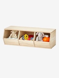 VERTBAUDET, Regal Toys, 3 Boxen holz, Regal Toys, 3 Boxen natur