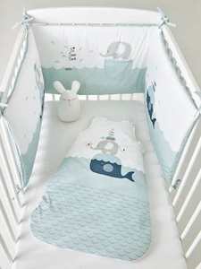 VERTBAUDET, Nestchen für Babybett Wal hellblau, Nestchen für Babybett Wal, 2 Längen hellblau