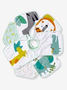 VERTBAUDET, 7er-Set Babylätzchen von vertbaudet dschungel, 7er-Pack Baby-Lätzchen dschungel