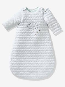 VERTBAUDET, Bio-Kollektion: Baby-Schlafsack, Ärmel abnehmbar weiss, Bio-Kollektion: Schlafsack, Ärmel abnehmbar weiss/blau gestreift