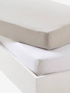 VERTBAUDET, 2er-Pack Spannbettlaken für Babybetten aus Bio-Baumwolle grau, 2er-Pack Babyspannbettlaken grau