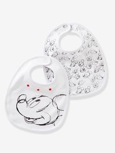 MICKEY, 2er-Pack Baby Lätzchen Mickey® weiss, MICKY MAUS 2er-Pack Baby Lätzchen pack weiss