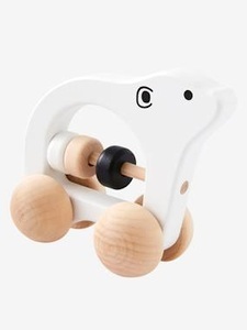 VERTBAUDET, Baby Holz-Rassel, Eisbär weiss, Baby Holz-Rassel, Eisbär weiss