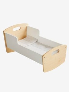 VERTBAUDET, Holzwiege für Puppen weiss, motiv, Puppenwiege aus Holz weiss/natur