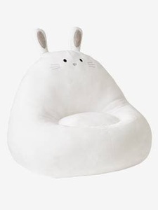 VERTBAUDET, Pouf Hase weiss, Kinder-Sitzsack ,,Hase, Webpelz weiss