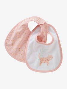 VERTBAUDET, 2er-Pack Lätzchen Baby-Zirlis zartrosa, 2er-Pack Lätzchen ,,Baby Zirkus, Klett pack zartrosa