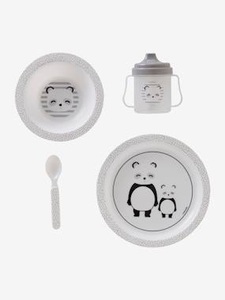 VERTBAUDET, 4-teiliges Esslern-Set, BPA-frei pack schwarz/weiss/panda, 4-teiliges Esslern-Set, BPA-frei pack schwarz/weiss/panda