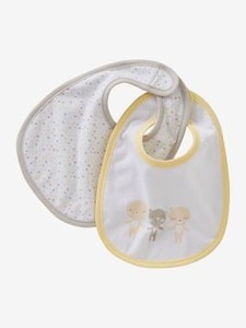 VERTBAUDET, 2er-Pack Lätzchen Baby-Zirlis farblich sortiert, 2er-Pack Lätzchen ,,Baby Zirkus, Klett farblich sortiert