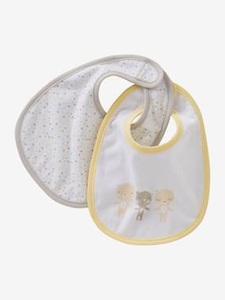 VERTBAUDET, 2er-Pack Lätzchen Baby-Zirlis farblich sortiert, 2er-Pack Lätzchen ,,Baby Zirkus, Klett farblich sortiert