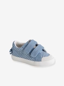 VERTBAUDET, Stoffschuhe für Baby Mädchen blau getupft, Stoffschuhe für Baby Mädchen blau getupft