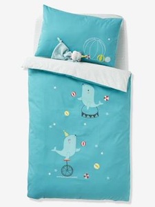 VERTBAUDET, Baby-Bettdeckenbezug Baby Circus blau, Baby Bettbezug ,,Baby Zirkus blau