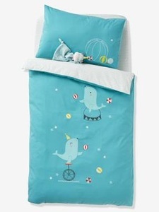 VERTBAUDET, Baby-Bettdeckenbezug Baby Circus blau, Baby Bettbezug ,,Baby Zirkus blau