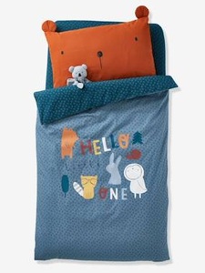 VERTBAUDET, Bettbezug ,,Waldspaziergang für Babybetten blaugrau bedruckt, Bettbezug ,,Waldspaziergang für Babybetten blaugrau bedruckt
