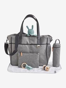 VERTBAUDET, Grosse Weekender Wickeltasche grau meliert, Grosse Weekender Wickeltasche grau meliert