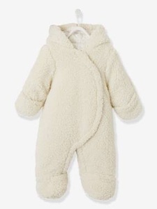 VERTBAUDET, Kuscheliger Baby-Overall, 2-in-1 cremeweiß, Kuscheliger Baby-Overall, 2-in-1 cremeweiss