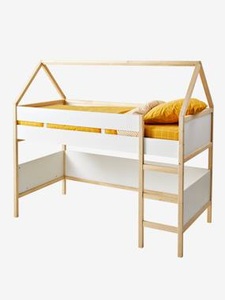 VERTBAUDET, Kinder Hochbett ,,Cabane, Hausform weiss/natur, Kinder Hochbett ,,Cabane, Hausform weiss/natur