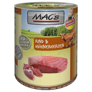 MAC´s, MAC´s Cat 6 x 400 g - Rind & Hühnerherzen, MAC´s Cat 6 x 400 g - Rind & Hühnerherzen