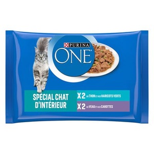 Purina One, Sparpaket Purina ONE Junior 12 x 85 g - Indoor Thunfisch und Kalbfleisch
