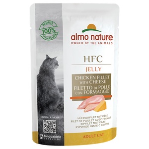 Almo Nature, Almo Nature HFC Cuisine Hühnerfilet & Käse 55g, Almo Nature HFC Cuisine Jelly Hühnerfilet mit Käse, Nassfutter für Katzen (55g)