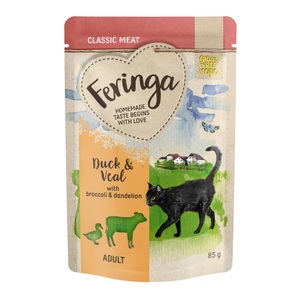 Feringa, Feringa Frischebeutel 12 x 85 g - Ente & Kalb mit Broccoli, Feringa Classic Meat Menü Pouch 12 x 85 g - Ente & Kalb mit Broccoli