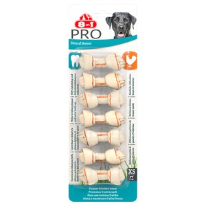 8in1, 8in1 Delights Pro Dental Kauknochen Huhn - XS, 7 Stück (84 g), 8in1 Pro Dental Kauknochen Huhn - 7 Stück, (Grösse XS)