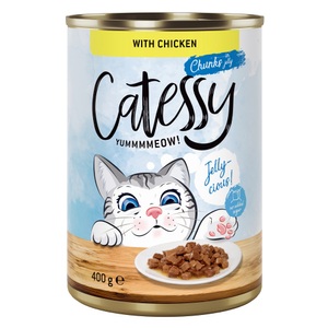 Catessy, Sparpaket Catessy Häppchen in Sauce oder Gelee 24 x 400 g - mit Huhn in Gelee, Catessy Häppchen in Sauce oder Gelee 12 x 400 g - mit Huhn in Gelee