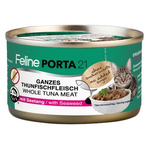Porta 21, Feline Porta 21 Katzenfutter Sparpaket 48 x 90 g - Thunfisch mit Seetang, Feline Porta 21 Katzenfutter 6 x 90 g - Thunfisch mit Seetang