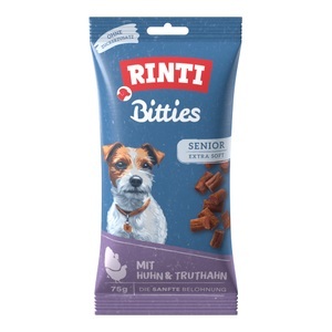 RINTI, RINTI Extra Bitties Senior - 6 x 75 g Huhn & Truthahn, RINTI Extra Bitties Senior Huhn & Truthahn - 75 g