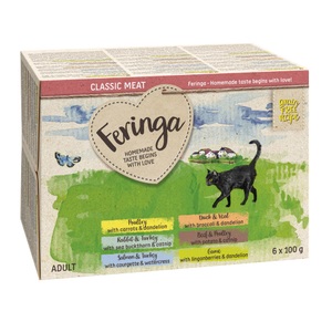 Feringa, Probiermix Feringa Schale 6 x 100 g - gemischtes Paket I (6 Sorten), Feringa Classic Meat Menü Schale 6 x 100 g - Mixpaket 1 (6 Sorten)