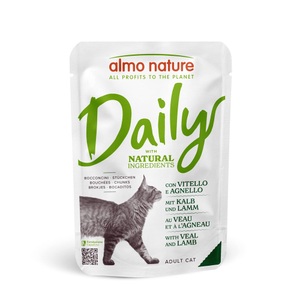 Almo Nature Daily Menu, Almo Nature Daily Menu Pouch 6 x 70 g - Kalb und Lamm, Almo Nature Daily mit Kalb und Lamm, Nassfutter für Katzen (70g)