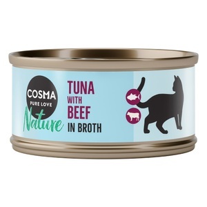 Cosma, 20 + 4 gratis! Cosma Nature 24 x 70 g - Thunfisch mit Rind, Cosma Nature 6 x 70 g - Thunfisch mit Rind