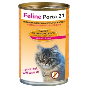 Porta 21, Feline Porta 21 Katzenfutter 6 x 400 g - Thunfisch mit Surimi, Feline Porta 21 6 x 400 g - Thunfisch mit Surimi (getreidefrei)