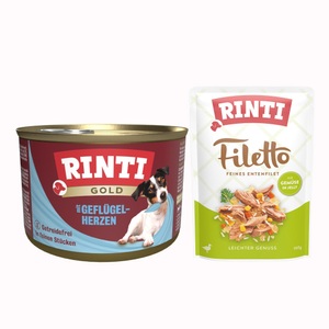 RINTI, Sparpaket RINTI Gold 24 x 185 g - Mix Huhn & Geflügel, Rinti Gold Geflügelherzen (185g)