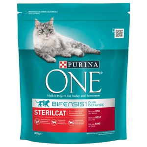 Purina One, 3 x 800 g Purina ONE im gemischten Paket - Sensible, Purina ONE Trockenfutter Sterilcat Rind & Weizen, 800 g