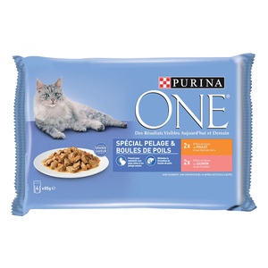 Purina One, Sparpaket Purina ONE Junior 12 x 85 g - Coat & Hairball Huhn und Lachs