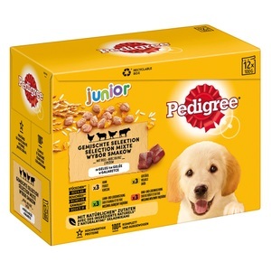 Pedigree, Pedigree Junior Frischebeutel Multipack Nassfutter für Hunde - 96 x 100 g, 
