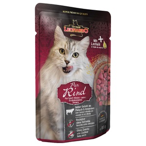 LEONARDO, Leonardo Finest Selection Pouch 16 x 85 g - Rind pur, Leonardo Cat Food Nassfutter Rind Pur, 85 g
