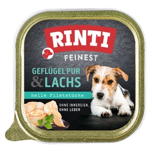 RINTI, RINTI Feinest 11 x 150 g - Geflügel & Lachs, Rinti Feinest mit Geflügel und Lachs (150g)