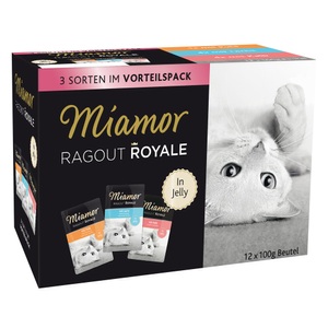 Miamor, Gemischter Probierpack Miamor Ragout Royale 12 x 100 g - Multi-Mix in Jelly II, Miamor Ragout Royale in Jelly Multipack 12x100g Pute, Lachs, Kalb