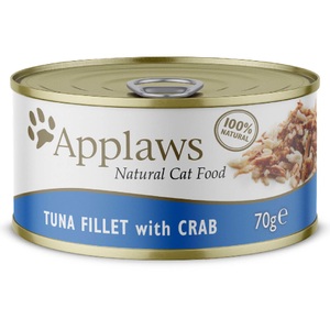Applaws, 24 x 70 g Applaws Nassfutter in Brühe & Gelee + 30 g Cat Tuna Loin gratis! - Thunfischfilet & Krabben in Brühe, Applaws in Brühe 6 x 70 g - Thunfischfilet & Krabben