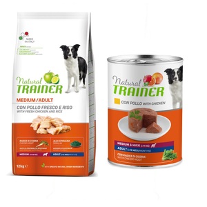 Trainer Natural Dog, Trainer Natural Medium Huhn, Reis, Aloe vera - Sparpaket: 2 x 12 kg, Natural Trainer Adult Medium mit Huhn - 12 kg