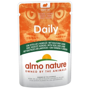 Almo Nature Daily Menu, Almo Nature Daily Menu Pouch 6 x 70 g - Kalb und Lamm, Almo Nature Daily mit Kalb und Lamm, Nassfutter für Katzen (70g)