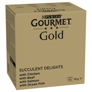 Gourmet, Jumbopack Gourmet Gold Saftig-Feine Streifen 96 x 85 g - Huhn, Meeresfisch, Rind, Lachs, Jumbopack Gourmet Gold Saftig-Feine Streifen 96 x 85 g - Huhn, Meeresfisch, Rind, Lachs