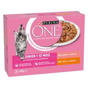 Purina One, Purina ONE Junior 8 x 85 g - Huhn & Lachs, Purina ONE Junior 8 x 85 g - Huhn & Lachs